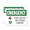 Signmission First Aid Kit AED Inside Cabinet With Symbol, 5 in W x Rectangle, Vinyl Decal OS-2PACK-EM-D-35-L-10369 - alternate 1